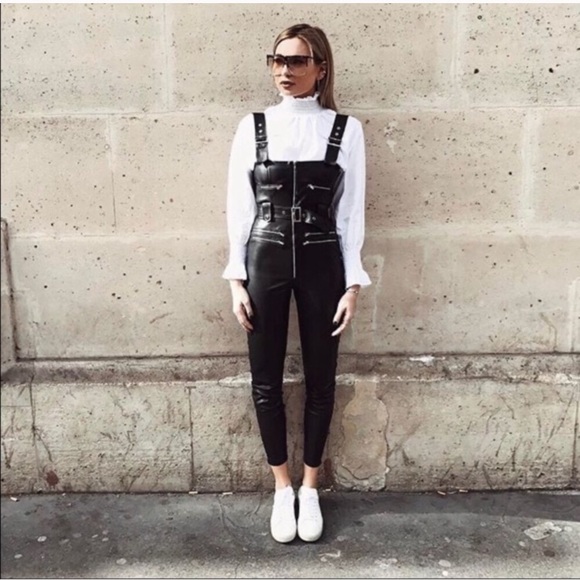 WeWoreWhat Pants - WeWoreWhat Vegan Leather Overalls